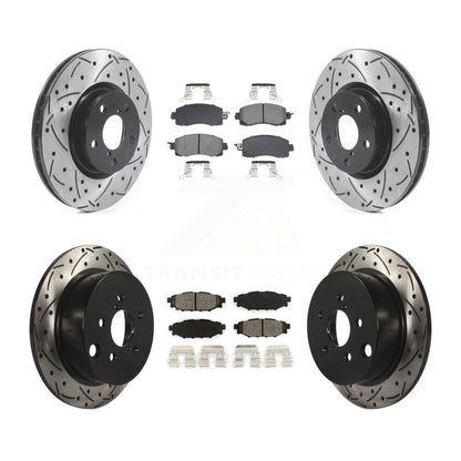 Drill Slot Disc Brake Rotors Semi-Metallic Pad Front Rear Kit For Subaru Impreza
