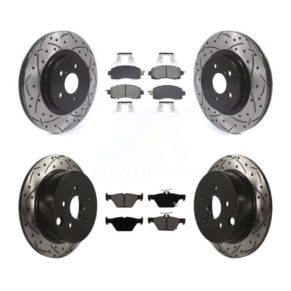 Drilled Slot Brake Rotor & Semi-Metallic Pad Front Rear Kit For Subaru Crosstrek