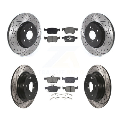 Drilled Slot Disc Brake Rotors Semi-Metallic Pad Front Rear Kit For Honda Accord