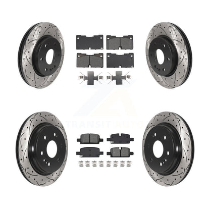 Drilled Slot Brake Rotor Semi-Metallic Pad Front Rear Kit For Chevrolet GMC 1500