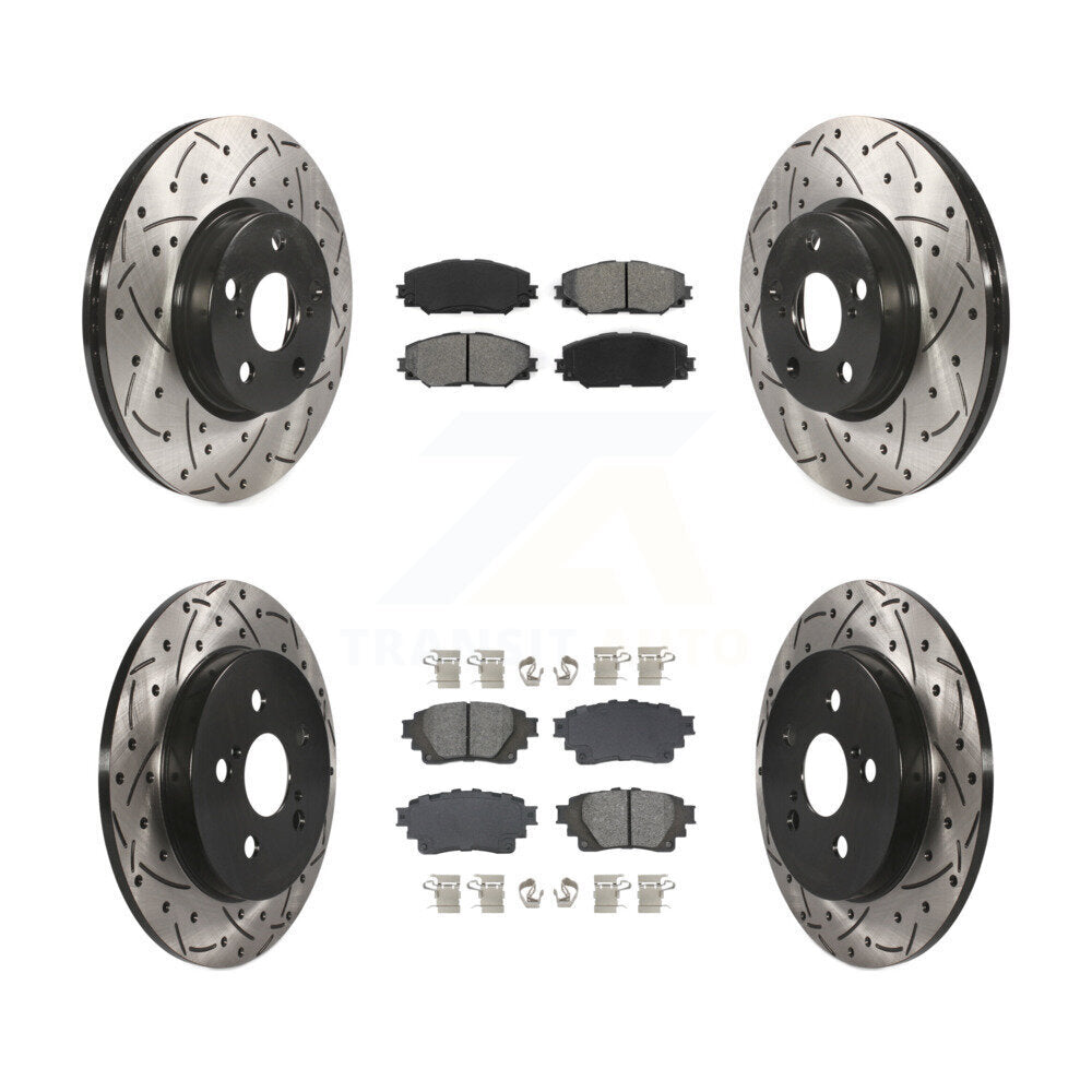 Drill Slot Brake Rotors Semi-Metallic Pad Front Rear Kit For Toyota Corolla 1.8L