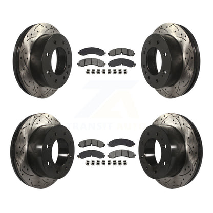 Drill Slot Brake Rotor Semi-Metallic Pad Front Rear Kit For GMC Chevrolet Sierra