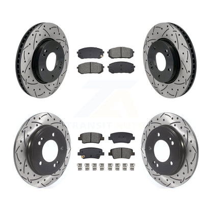 Drill Slot Disc Brake Rotor Semi-Metallic Pad Front Rear Kit For Hyundai Elantra
