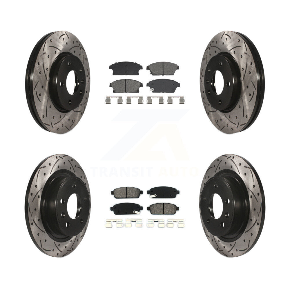Drill Slot Brake Rotor Semi-Metallic Pad Front Rear Kit For Chevrolet Cruze Volt
