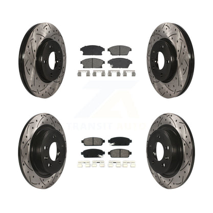 Drill Slot Brake Rotor Semi-Metallic Pad Front Rear Kit For Chevrolet Cruze Volt