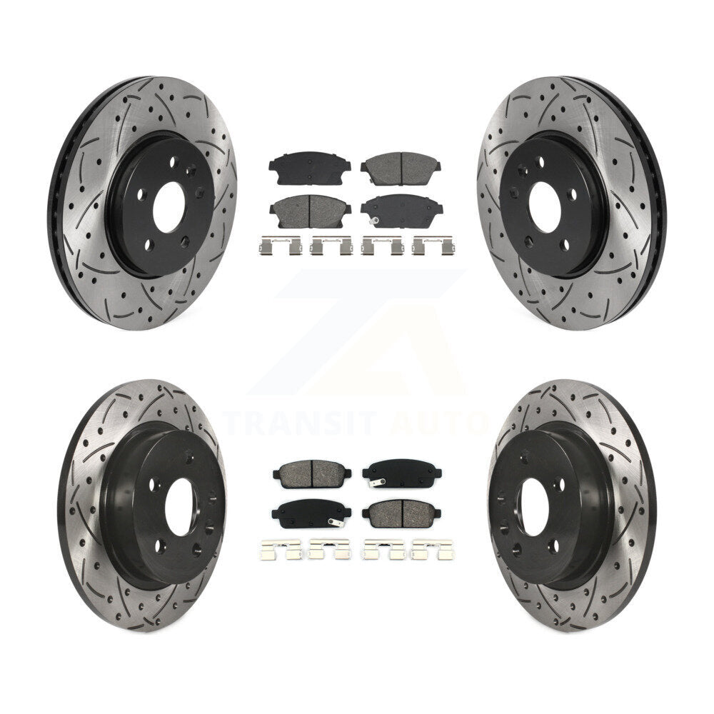 Drill Slot Brake Rotor Semi-Metallic Pad Front Rear Kit For Chevrolet Trax Buick