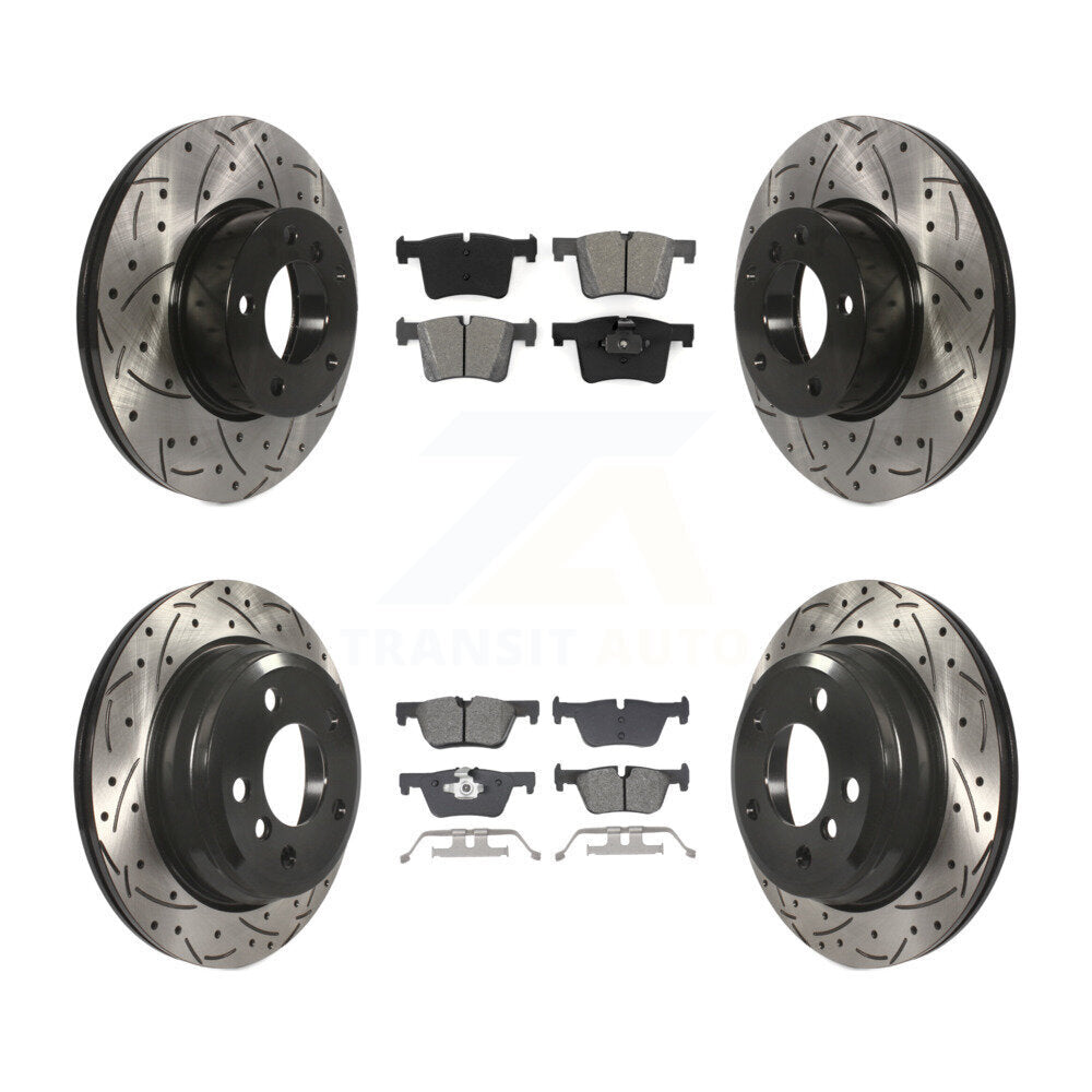 Drill Slot Brake Rotor Semi-Metallic Pad Front Rear Kit For BMW 320i xDrive 328d