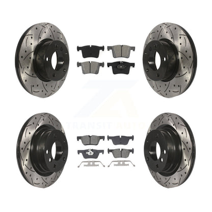 Drilled Slot Disc Brake Rotor Semi-Metallic Pad Front Rear Kit For BMW 320i 328d