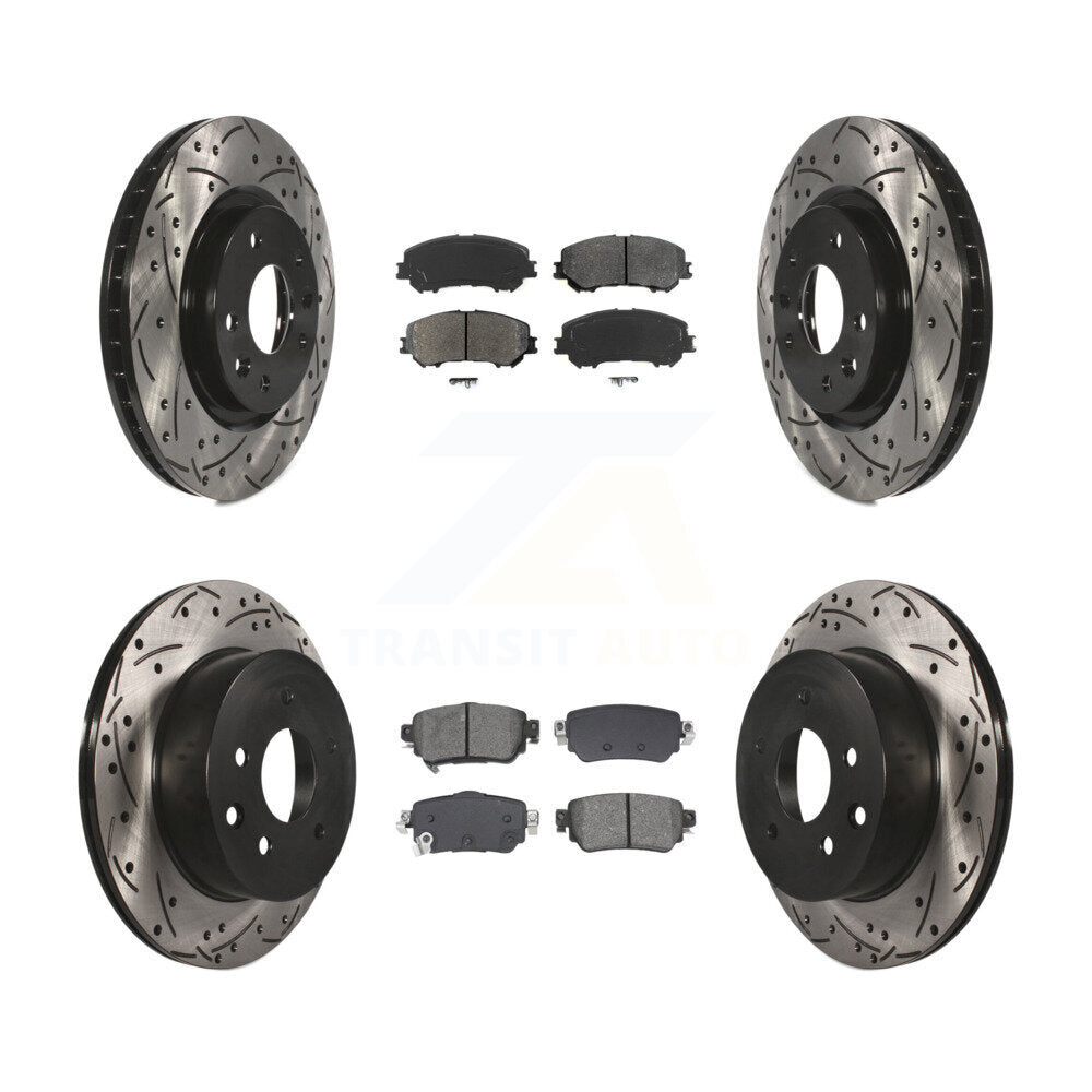 Drill Slot Brake Rotor Semi-Metallic Pad Front Rear Kit For Nissan Rogue Sport S