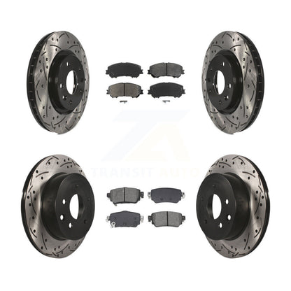 Drill Slot Brake Rotor Semi-Metallic Pad Front Rear Kit For Nissan Rogue Sport S