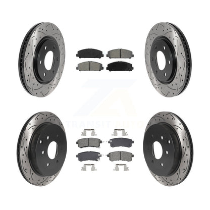 Drill Slot Brake Rotor Semi-Metallic Pad Front Rear Kit For INFINITI QX80 Nissan