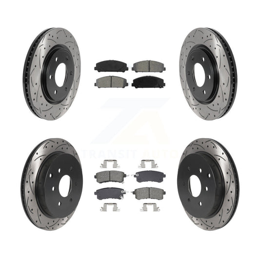 Drill Slot Brake Rotor Semi-Metallic Pad Front Rear Kit For INFINITI QX80 Nissan
