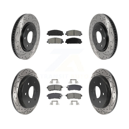 Drilled Slot Disc Brake Rotor Semi-Metallic Pad Front Rear Kit For Nissan Armada