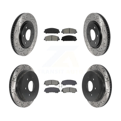 Drilled Slot Brake Rotor Semi-Metallic Pad Front Rear Kit For 17-23 Nissan TITAN