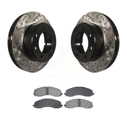 Coated Drill Slot Disc Brake Rotor Semi-Metallic Pad Front Kit For Ram 2500 3500