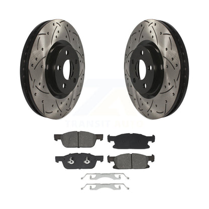 Drill Slot Disc Brake Rotors Semi-Metallic Pad Front Kit For Lincoln Continental