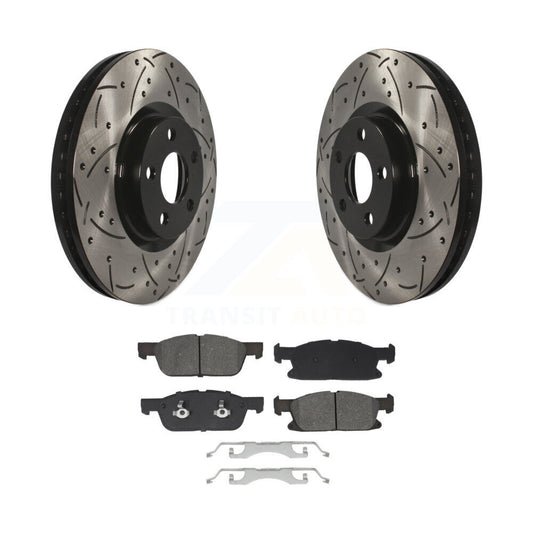 Drill Slot Disc Brake Rotors Semi-Metallic Pad Front Kit For Lincoln Continental