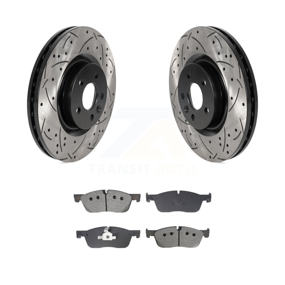 Drill Slot Disc Brake Rotor Semi-Metallic Pad Front Kit For Land Rover Discovery