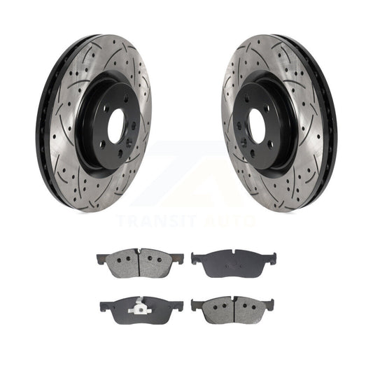 Drill Slot Disc Brake Rotor Semi-Metallic Pad Front Kit For Land Rover Discovery