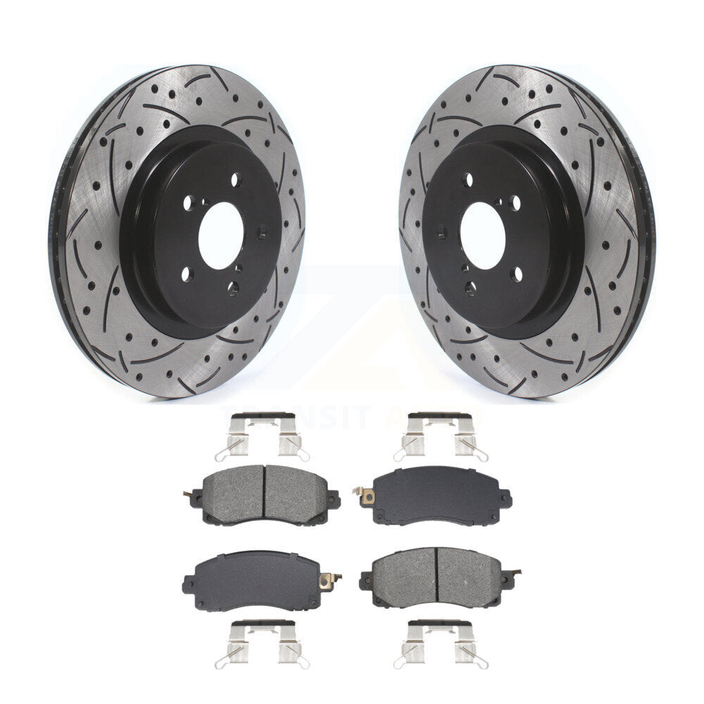 Drill Slot Brake Rotors Semi-Metallic Pad Front Kit For Subaru Crosstrek Impreza