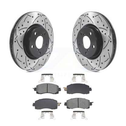 Coat Drill Slot Disc Brake Rotors Semi-Metallic Pad Front Kit For Subaru Impreza