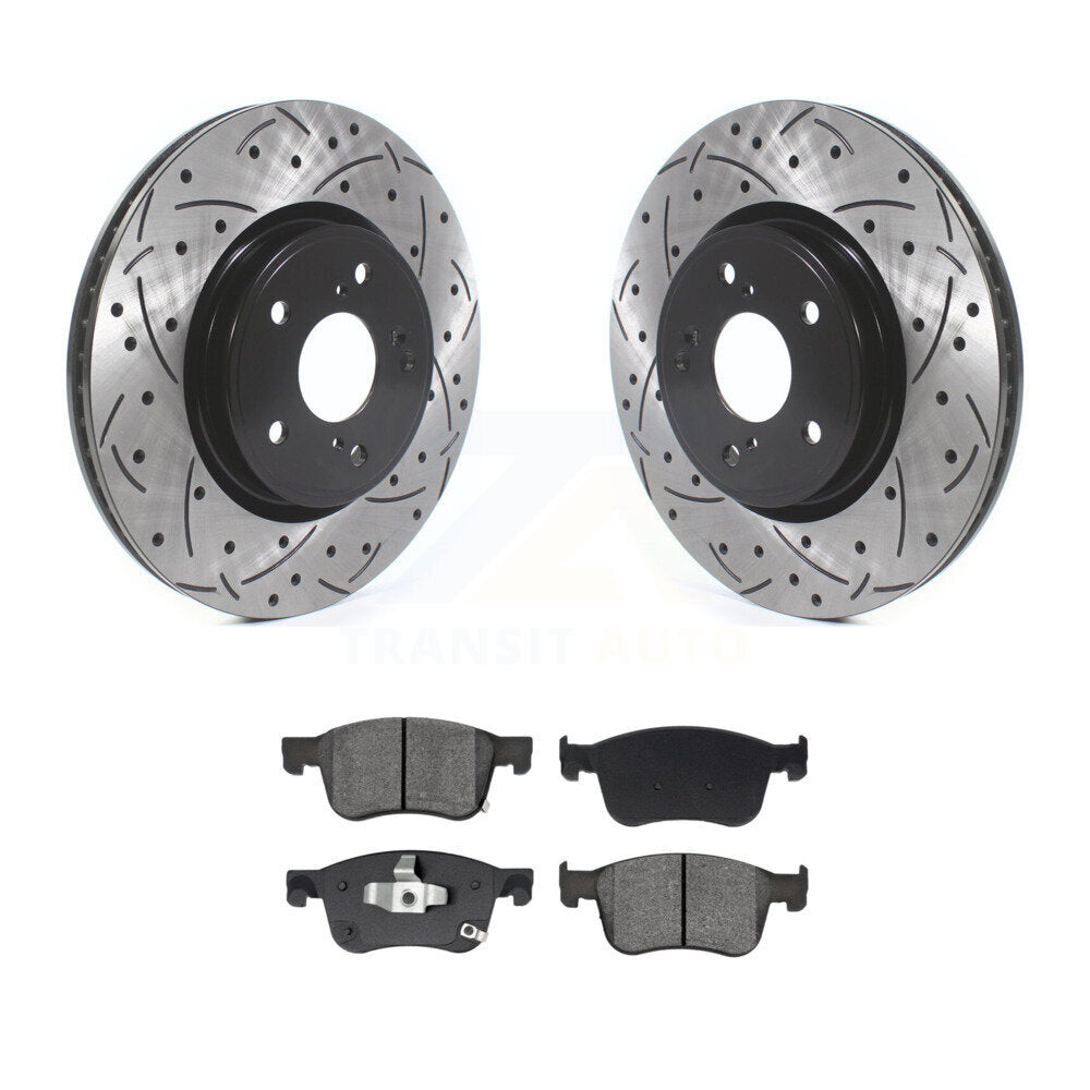 Drill Slot Brake Rotors Semi-Metallic Pad Front Kit For Honda Civic Accord Acura