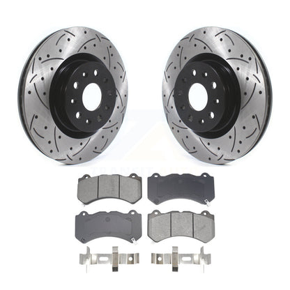 Coated Drill Slot Disc Brake Rotors Semi-Metallic Pad Front Kit For Cadillac CTS