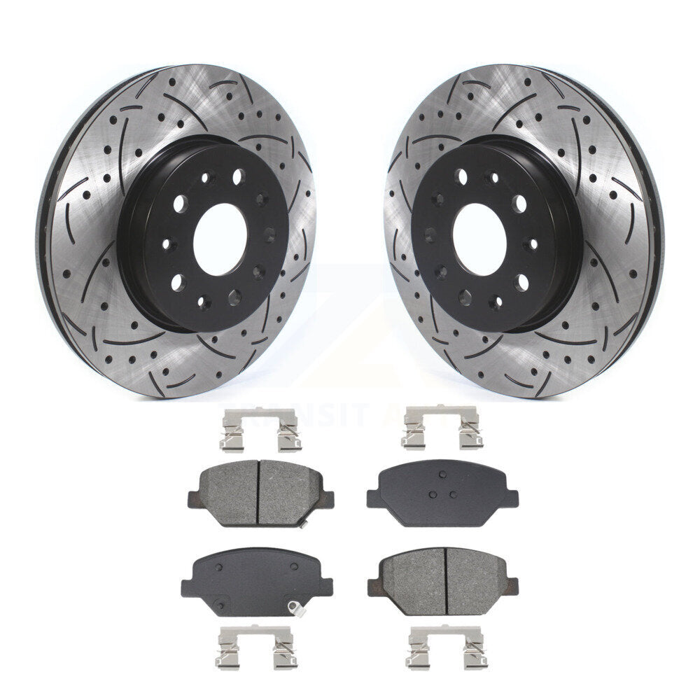 Drilled Slot Disc Brake Rotor & Semi-Metallic Pad Front Kit For Chevrolet Camaro
