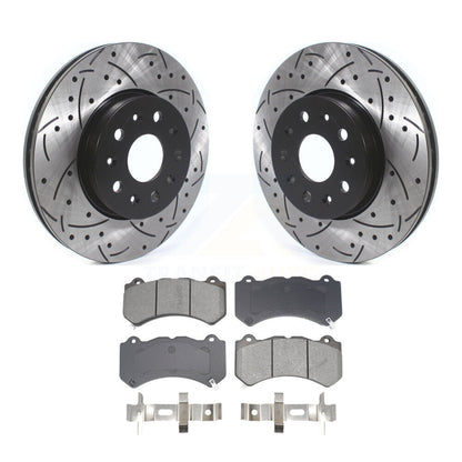 Drilled Slot Brake Rotors Semi-Metallic Pad Front Kit For Chevrolet Camaro LT LS
