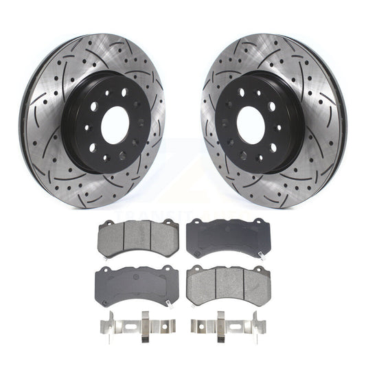 Drilled Slot Brake Rotors Semi-Metallic Pad Front Kit For Chevrolet Camaro LT LS
