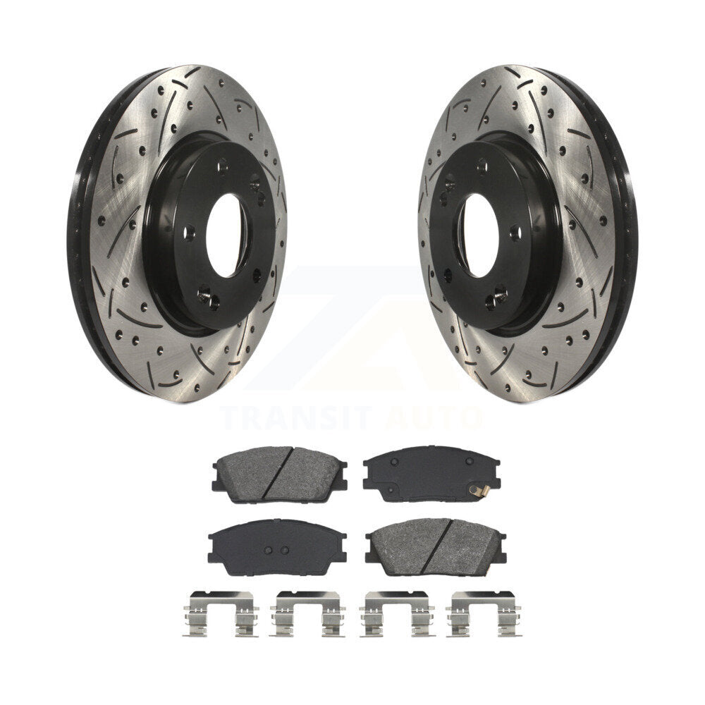 Drilled Slot Brake Rotors Semi-Metallic Pad Front Kit For Hyundai Venue Kia Soul