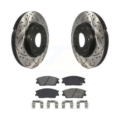 Drilled Slot Brake Rotors Semi-Metallic Pad Front Kit For Hyundai Venue Kia Soul