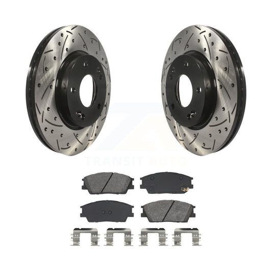 Drilled Slot Brake Rotors Semi-Metallic Pad Front Kit For Hyundai Venue Kia Soul