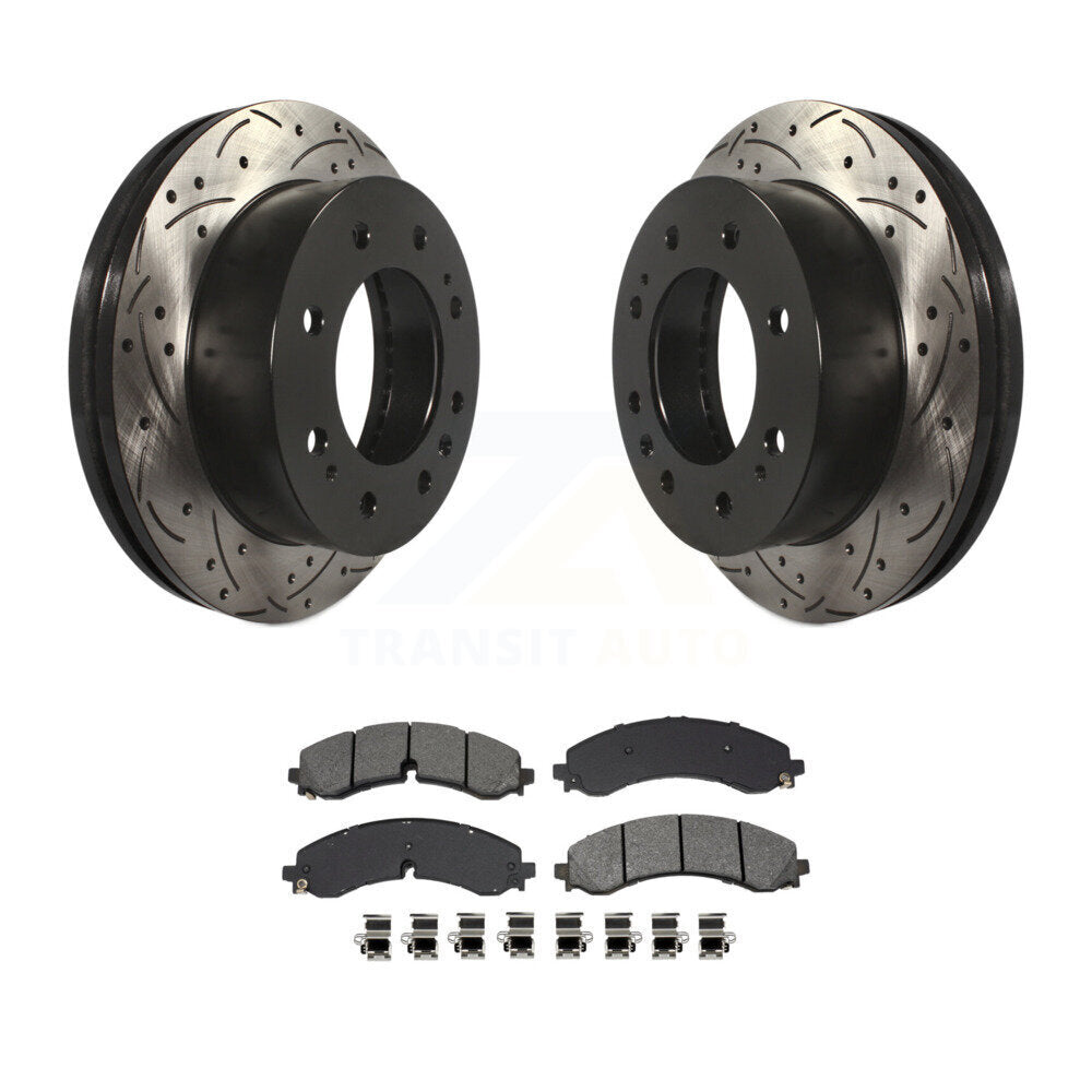 Drill Slot Brake Rotor Semi-Metallic Pad Front Kit For GMC Chevrolet Sierra 2500