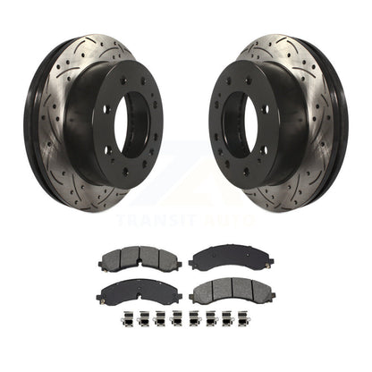 Drill Slot Brake Rotor Semi-Metallic Pad Front Kit For GMC Chevrolet Sierra 2500