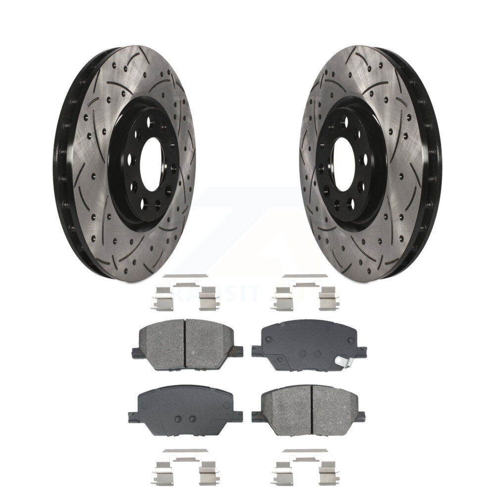 Drilled Slot Brake Rotor & Semi-Metallic Pad Front Kit For Jeep Compass Renegade