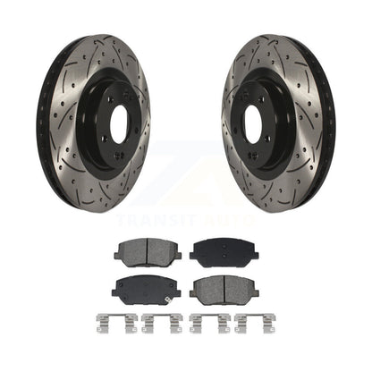 Drilled Slot Brake Rotors Semi-Metallic Pad Front Kit For 19-20 Hyundai Santa Fe
