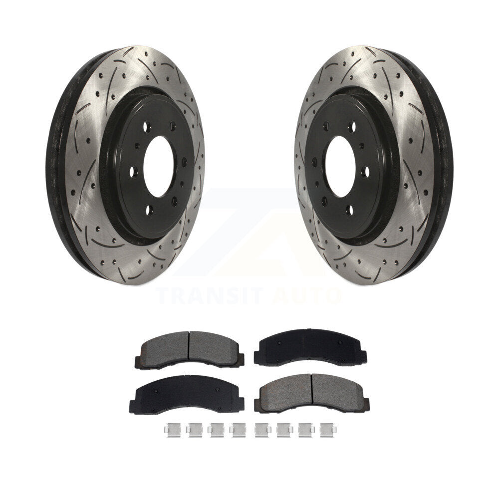 Drilled Slot Brake Rotor & Semi-Metallic Pad Front Kit For Ford F-150 Expedition