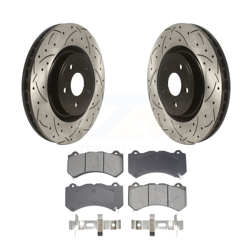 Drill Slot Brake Rotor Semi-Metallic Pad Front Kit For Jeep Grand Cherokee Dodge