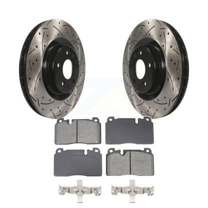Coated Drilled Slotted Disc Brake Rotors Semi-Metallic Pad Front Kit For Audi Q5
