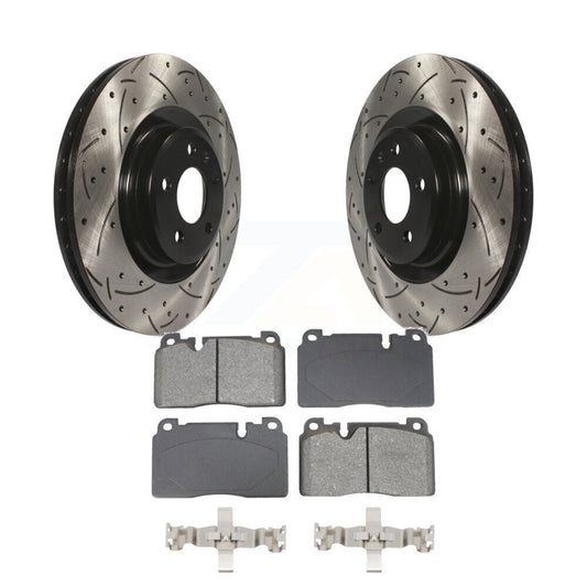 Coated Drilled Slotted Disc Brake Rotors Semi-Metallic Pad Front Kit For Audi Q5