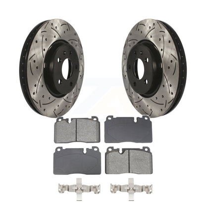 Coated Drilled Slotted Disc Brake Rotors Semi-Metallic Pad Front Kit For Audi Q5