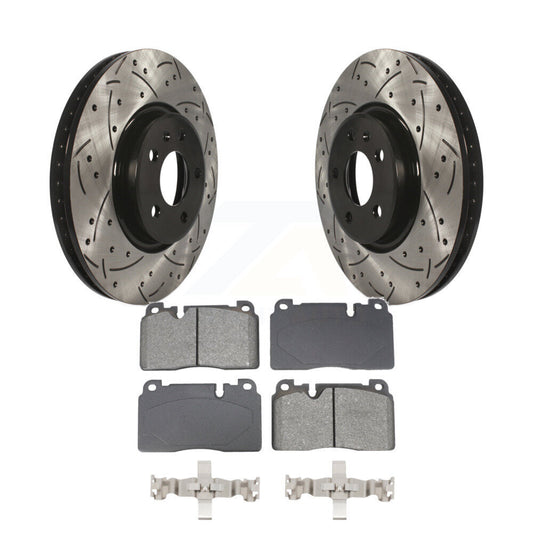 Coated Drilled Slotted Disc Brake Rotors Semi-Metallic Pad Front Kit For Audi Q5