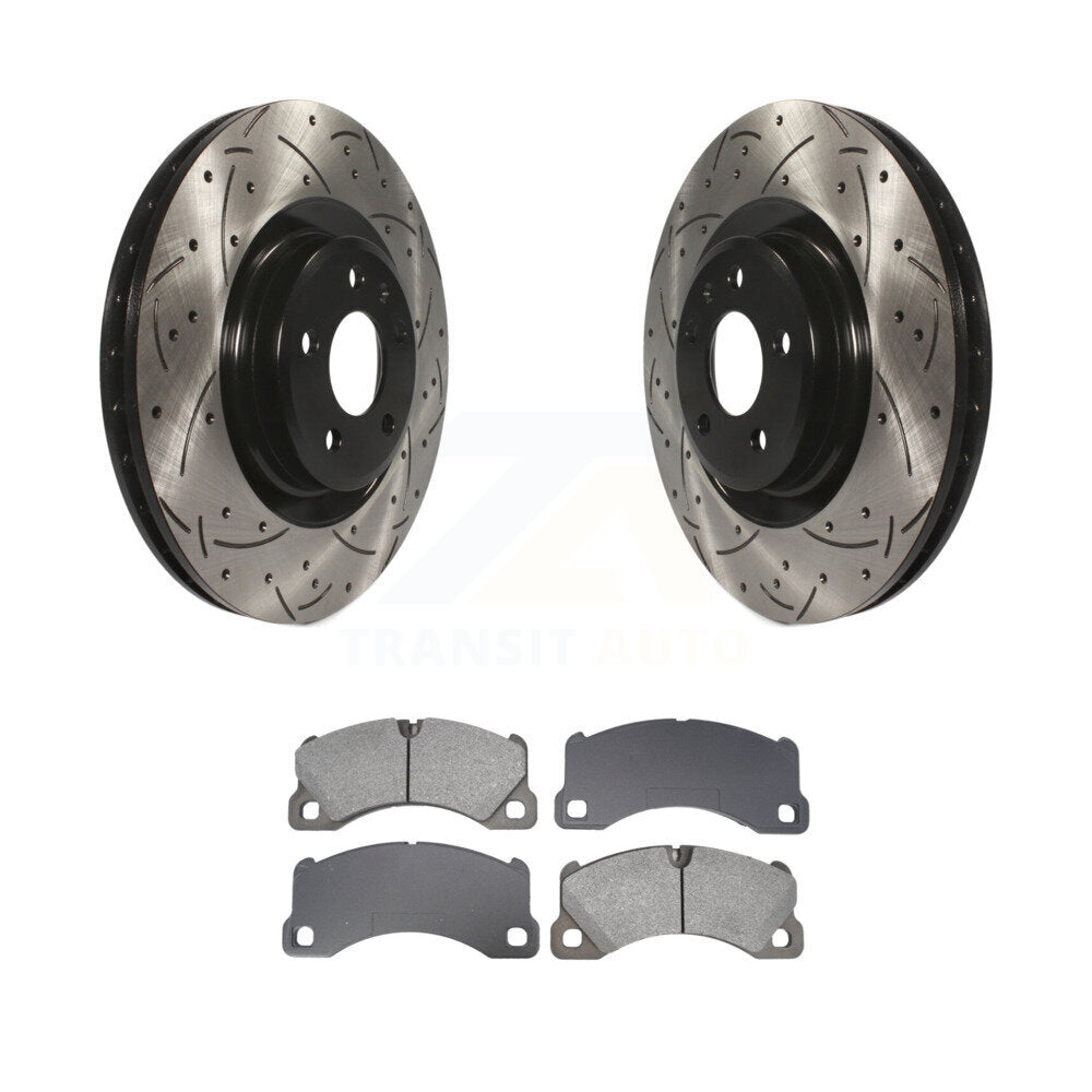 Drilled Slot Brake Rotor Semi-Metallic Pad Front Kit For 2017 Porsche Macan Base