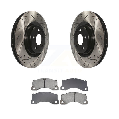 Drilled Slot Brake Rotor Semi-Metallic Pad Front Kit For 2017 Porsche Macan Base