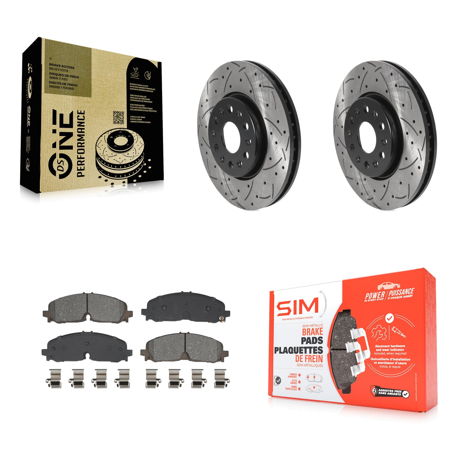 Drill Slot Brake Rotor Semi-Metallic Pad Front Kit For Chevrolet Traverse Blazer