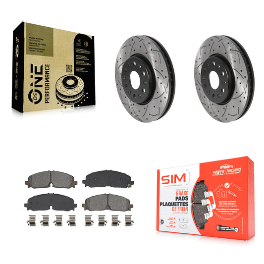 Drill Slot Brake Rotor Semi-Metallic Pad Front Kit For Chevrolet Traverse Blazer