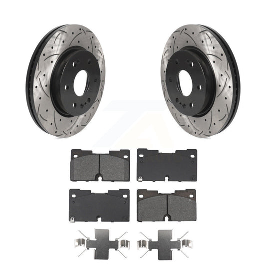 Drilled Slot Brake Rotor Semi-Metallic Pad Front Kit For GMC Chevrolet Silverado