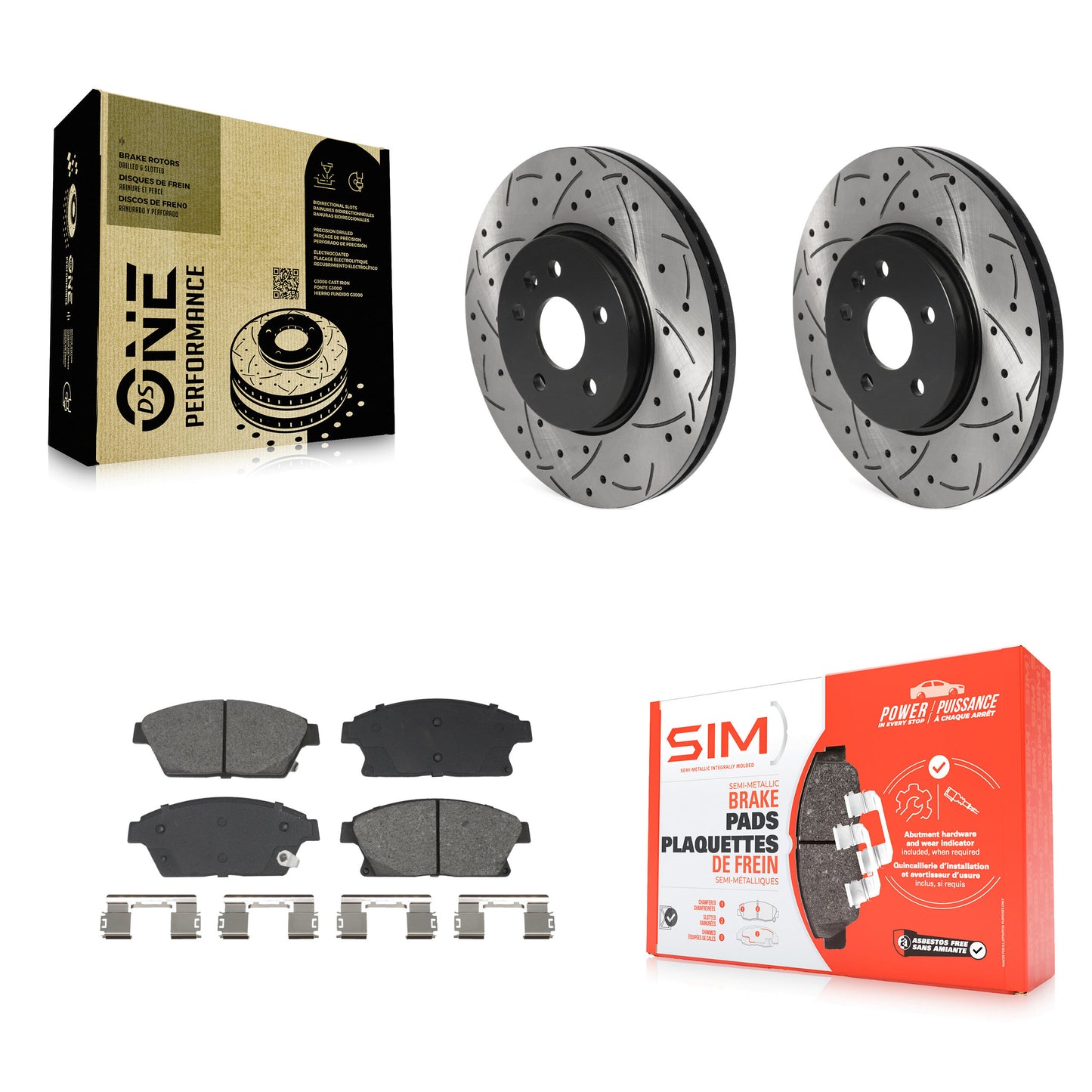 Drill Slot Disc Brake Rotor Semi-Metallic Pad Front Kit For Chevrolet Trax Buick