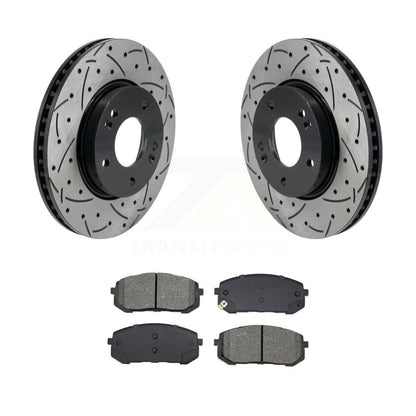 Coat Drill Slot Disc Brake Rotor Semi-Metallic Pad Front Kit For Hyundai Elantra